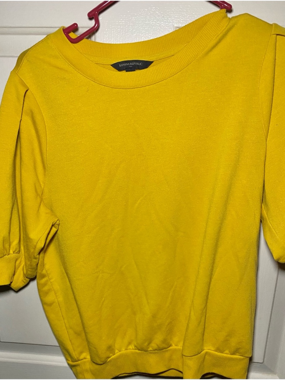 Banana Republic Women's Short Sleeve Top Mustard Yellow Gold S